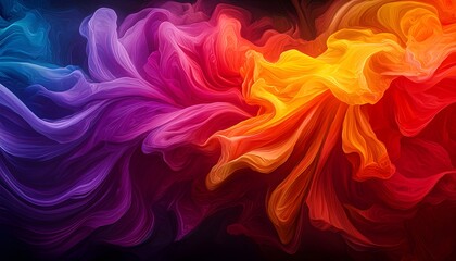 Obraz premium Bold, fluid color streams morphing into fantastical creatures in an ethereal world, Imagination landscape, Fantasy in colors