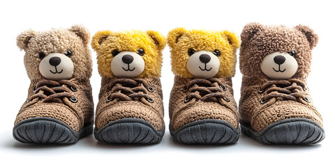 a row of teddy bears

