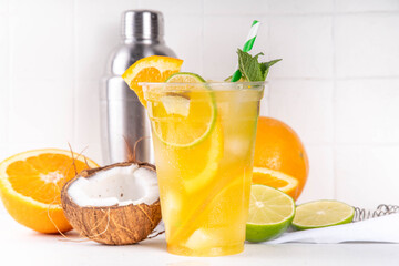 Orange coconut lemonade mojito drink