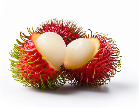 Rambutan isolated on white background. Nephelium lappaceum. 