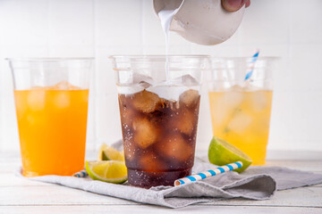 Dirty soda, soda and creamer alcohol free mocktail