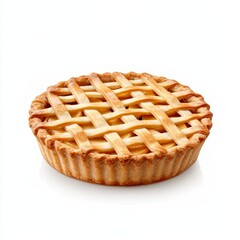 Traditional apple pie with lattice crust symbolizing Thanksgiving Day isolated on white background 