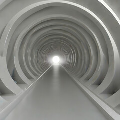 Obraz premium Abstract white twisted tunnel perspective 3d render