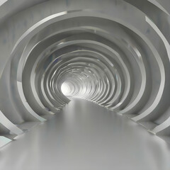 Obraz premium Abstract white twisted tunnel perspective 3d render