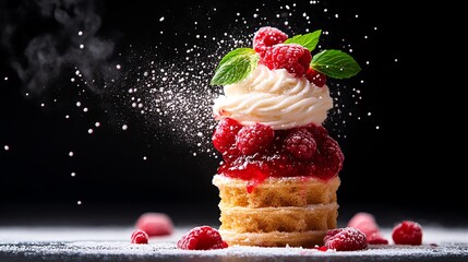 Linzer torte ice cream with raspberry jam swirl from Linz Austria