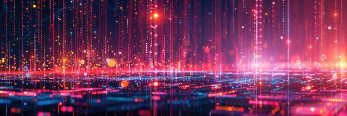 Fototapeta premium Event Information. Wireless Data Flow in 3D Cyberspace Visualization