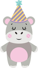 Surprise happy birthday cute hippo