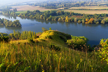 GR2 hiking path on the Andelys cliffs. Normandy region