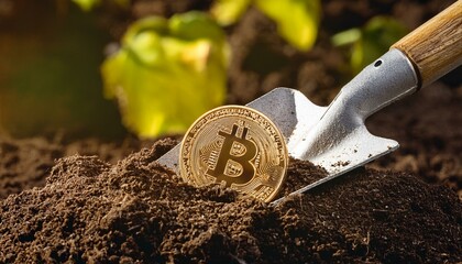 シャベルで土を掘って採掘したら出てきたビットコイン