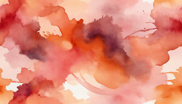 Fond abstrait rose rouge orange texture &eacute;claboussures coulures nuages peinture art aquarelle liquide fum&eacute;e encre vaporeux d&eacute;grad&eacute;.