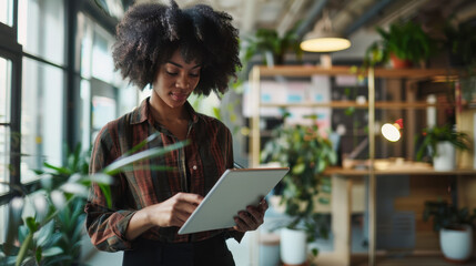 The Woman Using a Tablet