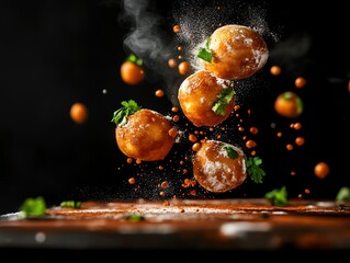 Naklejka premium Sfenj Moroccan doughnut ice cream fritters from Morocco