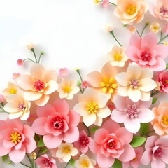 Paper elegant pastel colored flowers Valentine's Day