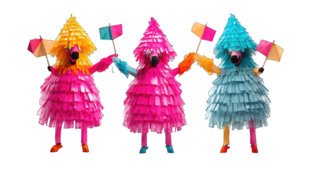 3d three set of Pinata Paparazzi Pop on white background