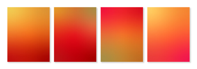 Fototapeta premium Set of gradient backgrounds in rich red, yellow and golden colors. For brochures, booklets, banners, wallpapers, branding, for autumn or festive projects. For web and print. Just add your text. 