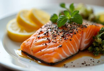 grilled steak with lemon