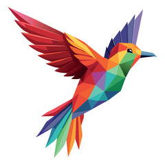 Obraz premium Low poly colorful bird flying on white background