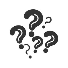 Naklejka premium Cluster of Multiple Question Marks in Black Icon Style