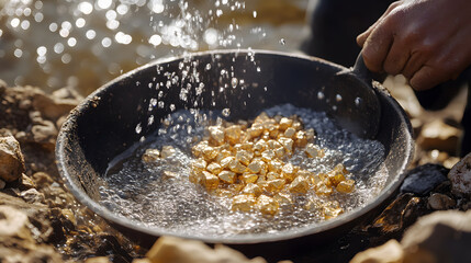 gold, gold production, and gold investment in a graphic background style