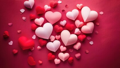 Wedding hearts, hearts background, Layered Paper Heart Design on a Pink Background, Valentine's Day background