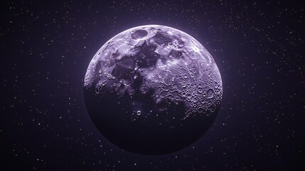 Obraz premium A purple moon in the night sky, with a background of a vast starry sky.