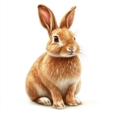 Cute rabbit animal sitting isolated on white background