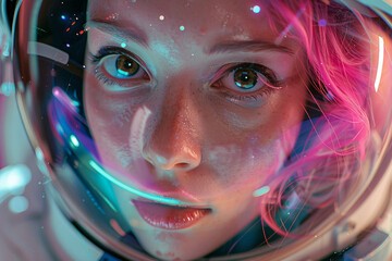 Modernistic futuristic space traveling conceptual photo image AI generative cosmic science fiction