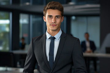 Fototapeta premium Successful business people person in modern interior office space building made with Generative AI artwork