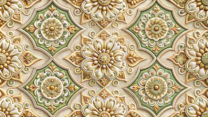 Seamless Ornate Floral Texture, Intricate 3D Patterns, Earthy Tones, Luxurious and Decorative