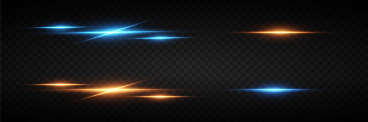 
Set of magic light lines. Neon laser beams of light. On transparent background.