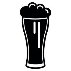 Minimalist vector illustration of a tall beer glass filled with frothy beer