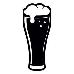 Minimalist vector illustration of a tall beer glass filled with frothy beer