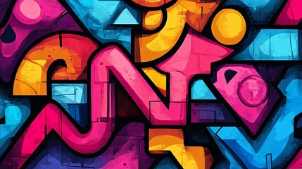 Obraz premium Abstract Graffiti Art with Bright Colors and Geometric Shapes