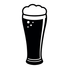 Minimalist vector illustration of a tall beer glass filled with frothy beer