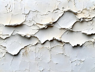 Obraz premium Textured white surface with intricate layers, showcasing peeling paint and a unique art form, perfect for backgrounds and designs.