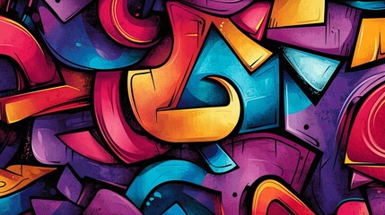 Obraz premium Abstract Graffiti Art with Vibrant Colors and Geometric Shapes