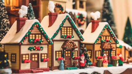 Festive Miniature Christmas Village with Snowy Houses