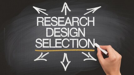 Fototapeta premium Chalkboard Concept: Research Design Selection Arrows