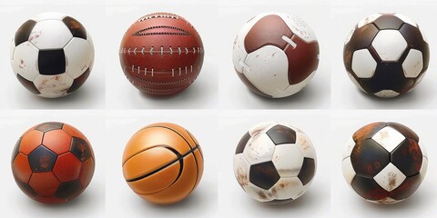 Vector set of sports balls, isolated on a White background. Generative AI.