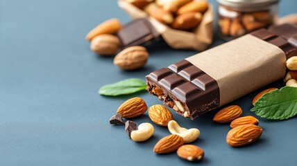 A mixed nut and dark chocolate energy bar, combining healthy fats and antioxidants to boost mood and reduce stress healthy fats snacks, mood and relaxation