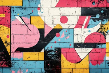 postmodern interior design concept banner featuring abstract shapes and bold colors, blending art with functionality
