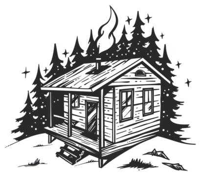 PNG Rustic cabin amidst pine trees