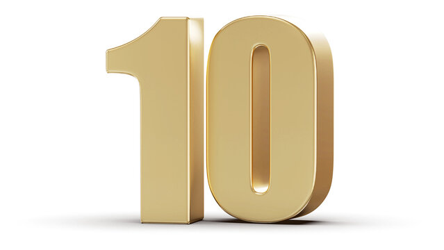 Golden 3D Number 10