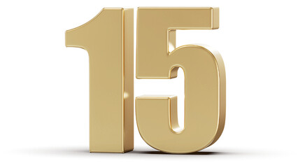 Golden 3D Number 15