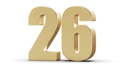 Golden 3D Number 26