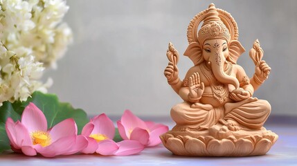 Fototapeta premium Shri Ganesha is the embodiment of wisdom and prosperity. Beautiful background of Hindu festival Diwali