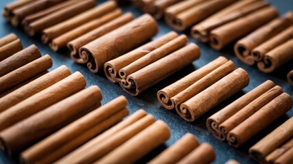 Cinnamon Sticks Arranged on a Dark Background