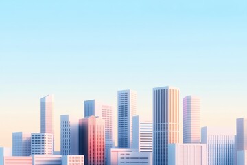 Obraz premium A minimalist cityscape featuring sleek, geometric buildings against a bright