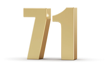 Golden 3D Number 71