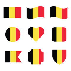 Fototapeta premium Set flag icon of Belgium, vector illustration on transparent background